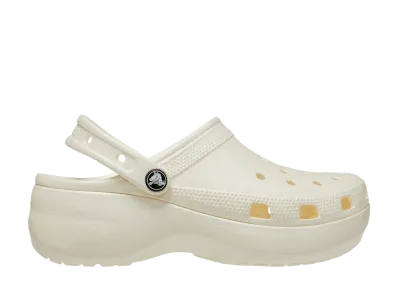 Crocs Women's Classic Platform Glitter Clog "Chalk"