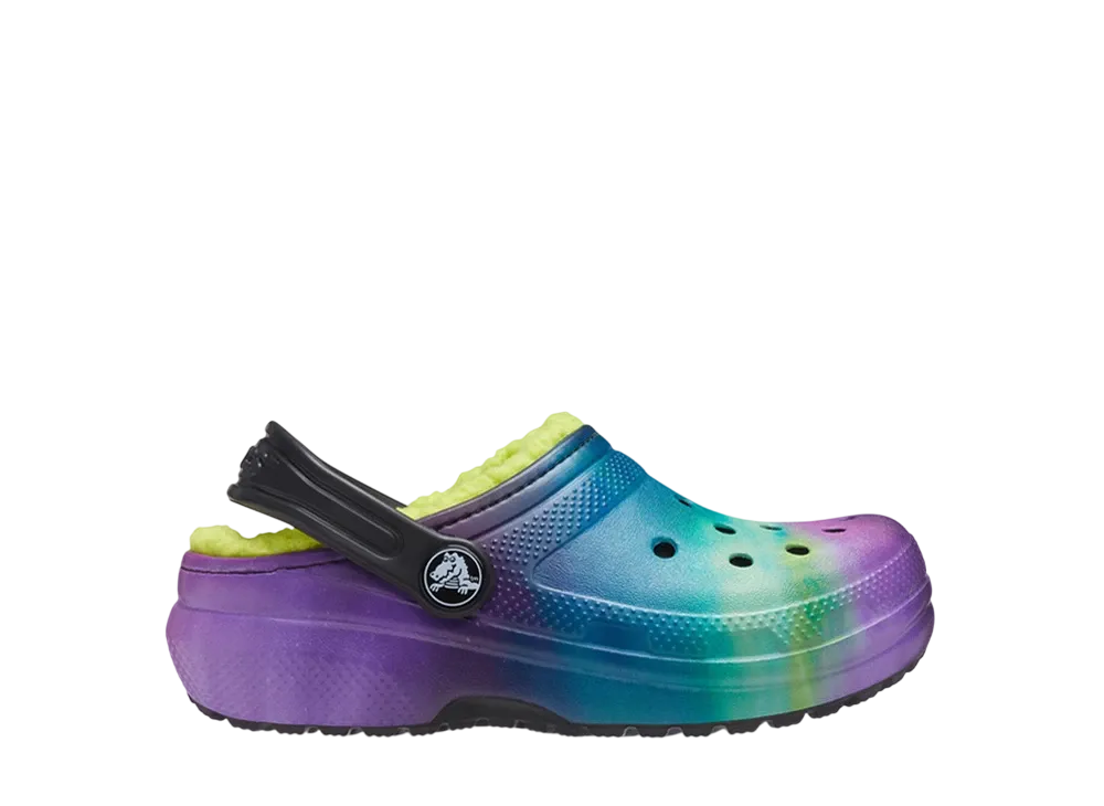Crocs KIDS Classic Lined Out of This World Clog "Black/Lime Punch"