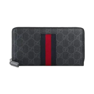GUCCI GG Supreme Web Zip Around Wallet "Black"