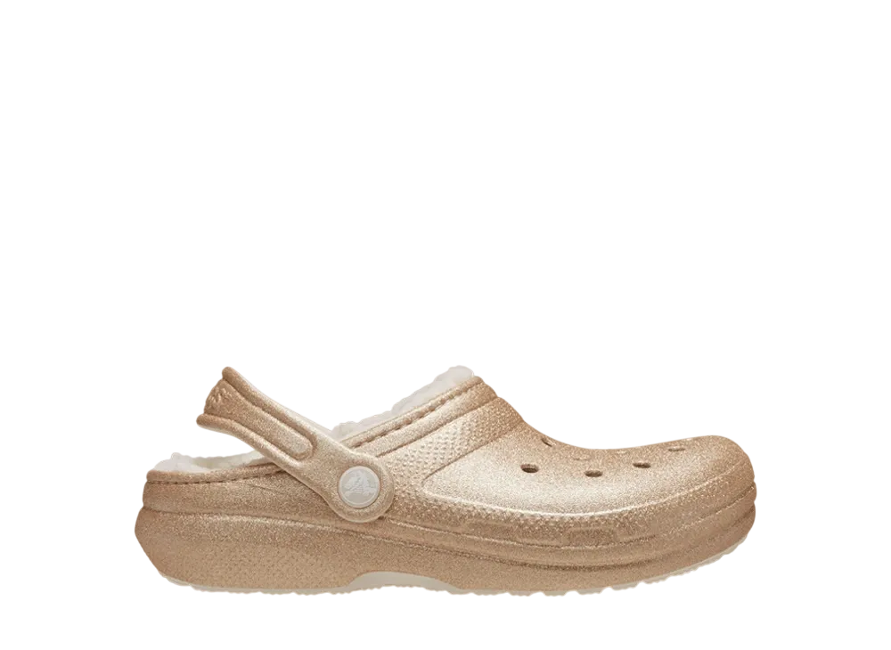 Crocs Big Kids Classic Lined Glitter Clog "Gold"