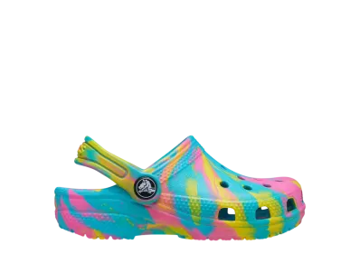 Crocs Big Kids Classic Marbled Clog "Digital Aqua/Multi"