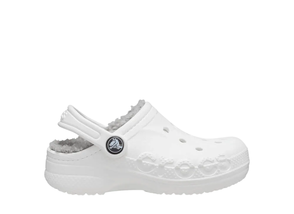 Crocs Big Kids Baya Lined Clog "White/Light Grey"