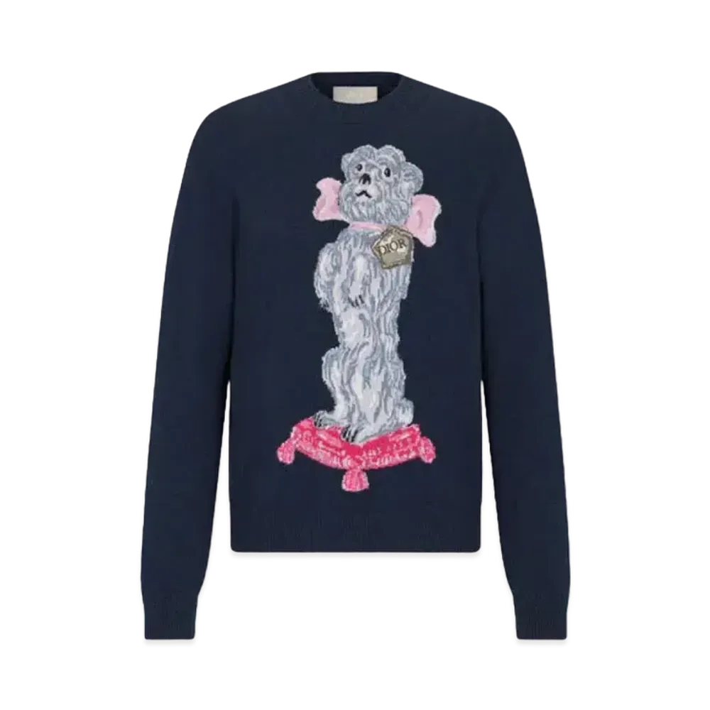 Dior Men's Cashmere Jacquard Bobby Sweater "Navy Blue"