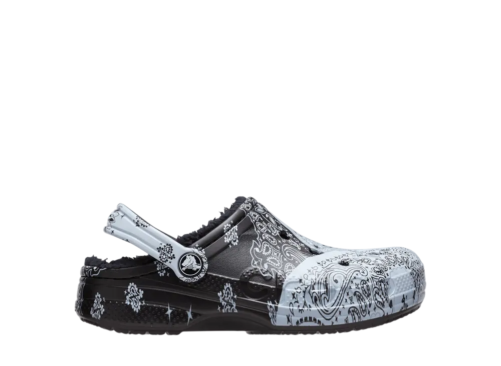 Crocs Big Kids Baya Lined Printed Clog "Black/White"