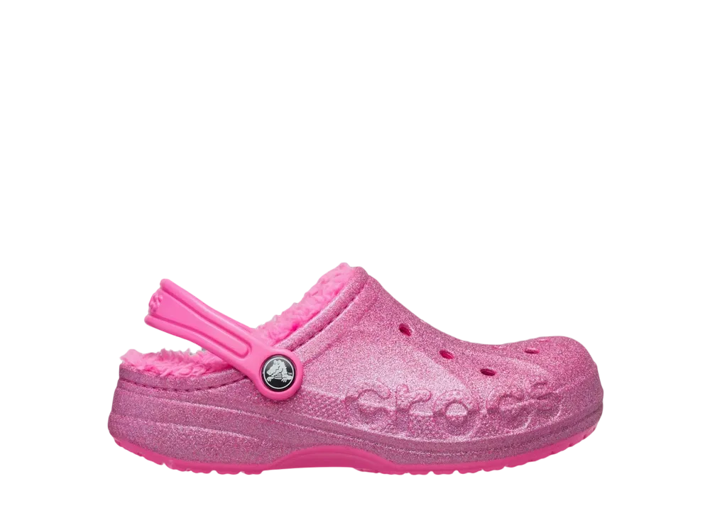 Crocs Big Kids Baya Lined Glitter Clog "Electric Pink"