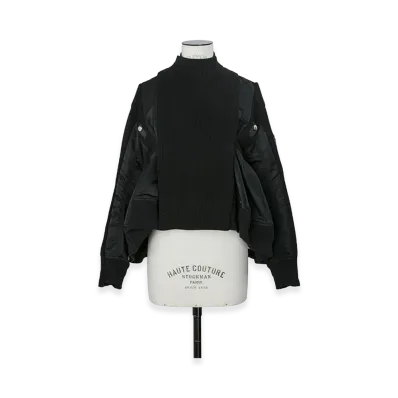 sacai Nylon Twill x Knit Blouson "Black"
