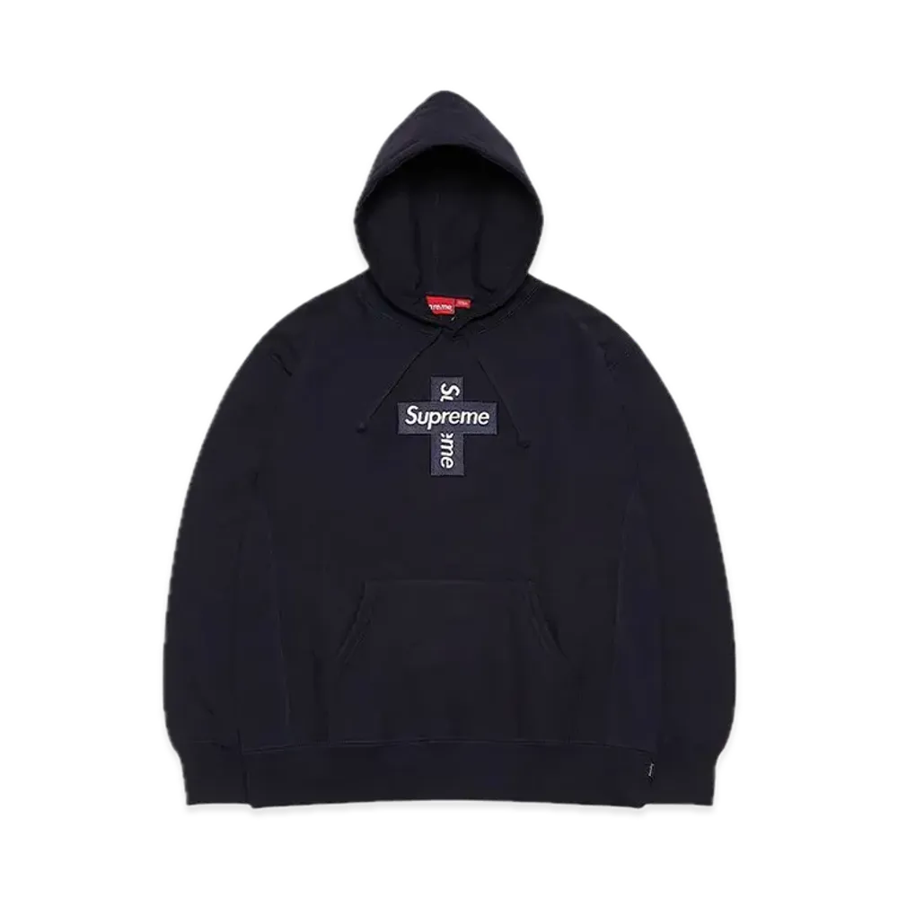 Supreme Cross Box Logo Hooded Sweatshirt "Navy"
