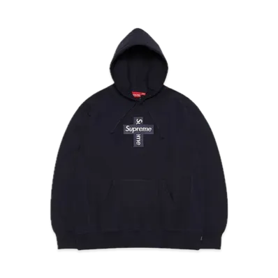 Supreme Cross Box Logo Hooded Sweatshirt "Navy"
