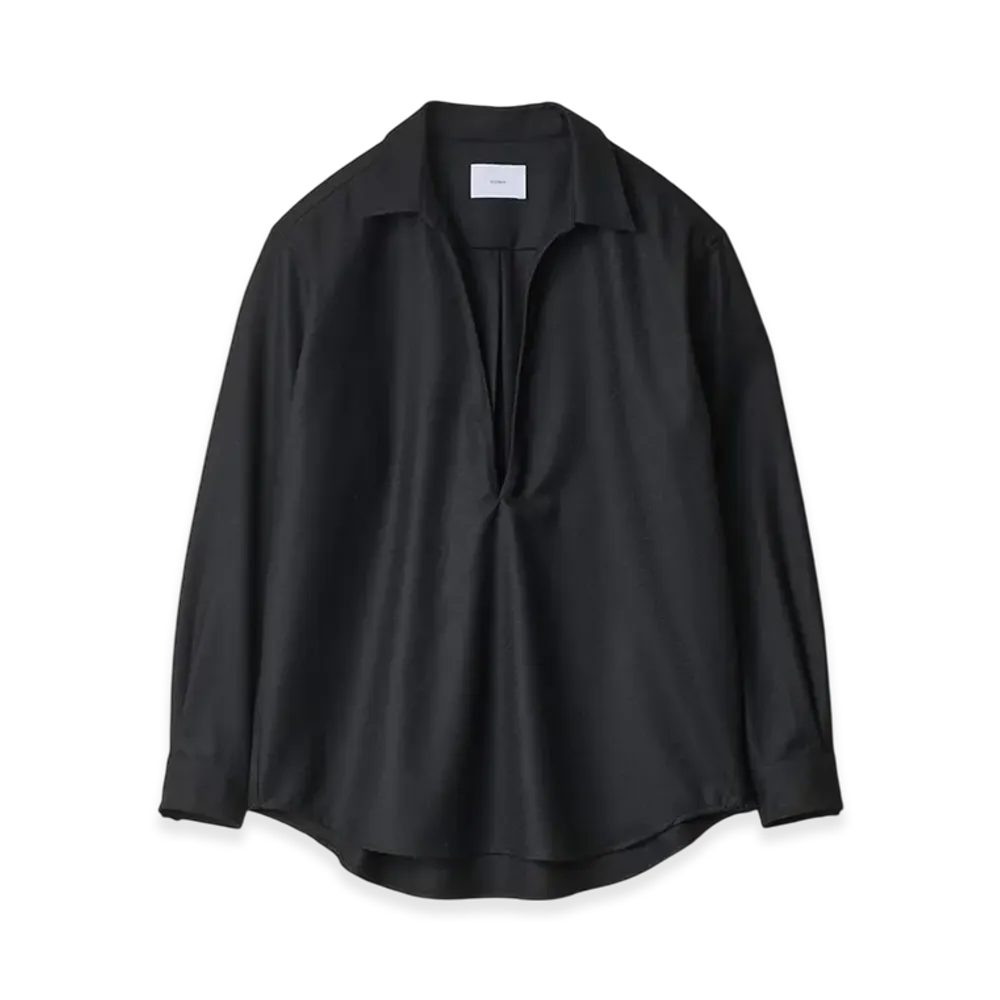 ssstein Wool Flannel Oversized Skipper Shirt "Black"