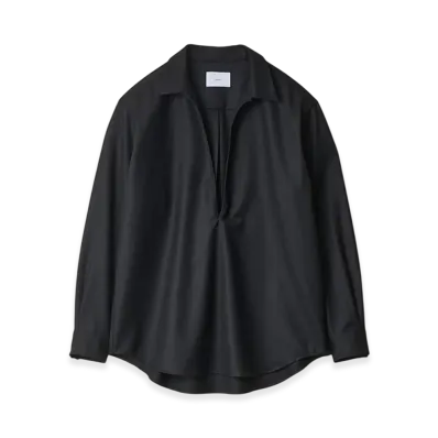 ssstein Wool Flannel Oversized Skipper Shirt "Black"