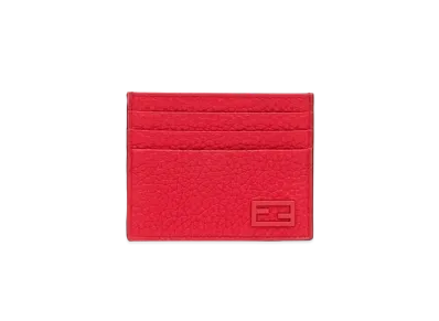 FENDI Card Case Leather Card Case "Red"