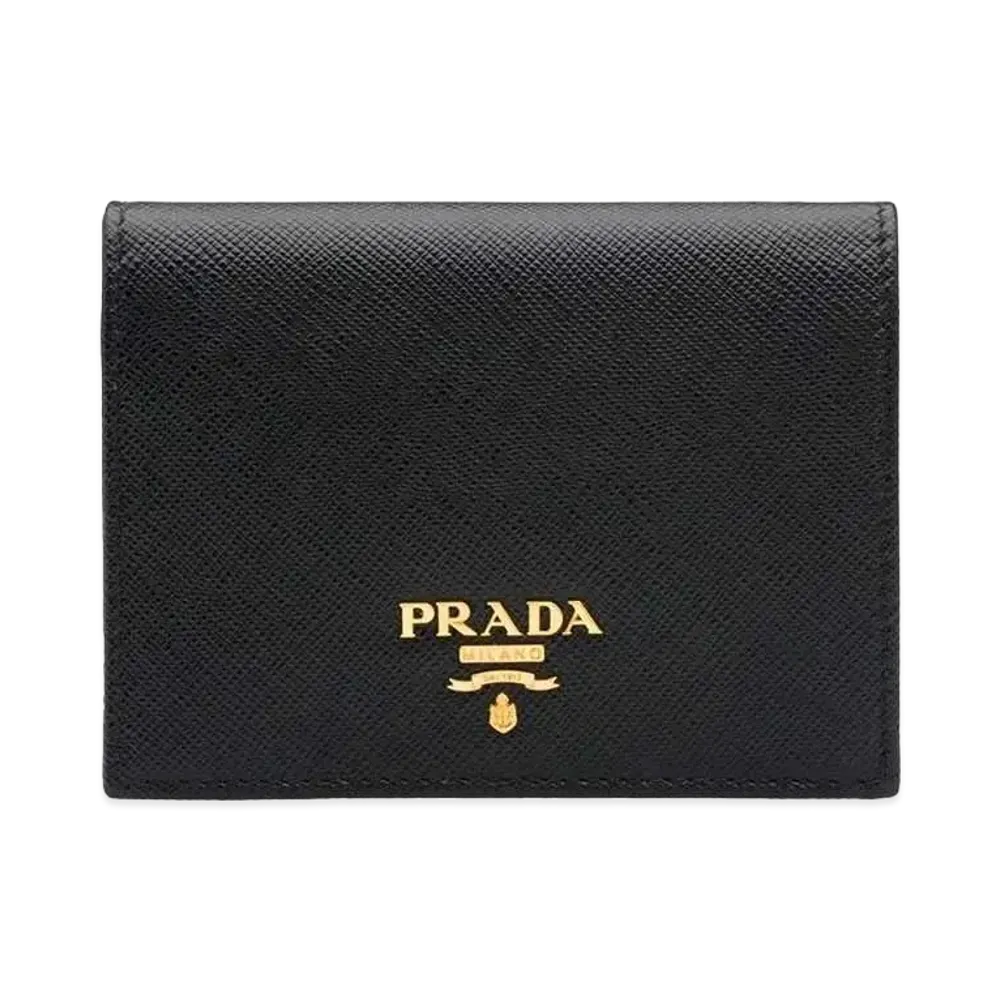 PRADA Small Saffiano Leather Wallet "Black/Pink"