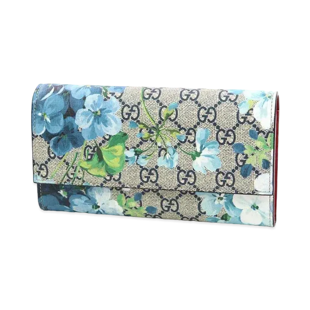 Gucci GG Blooms Supreme Wallet "Blue"