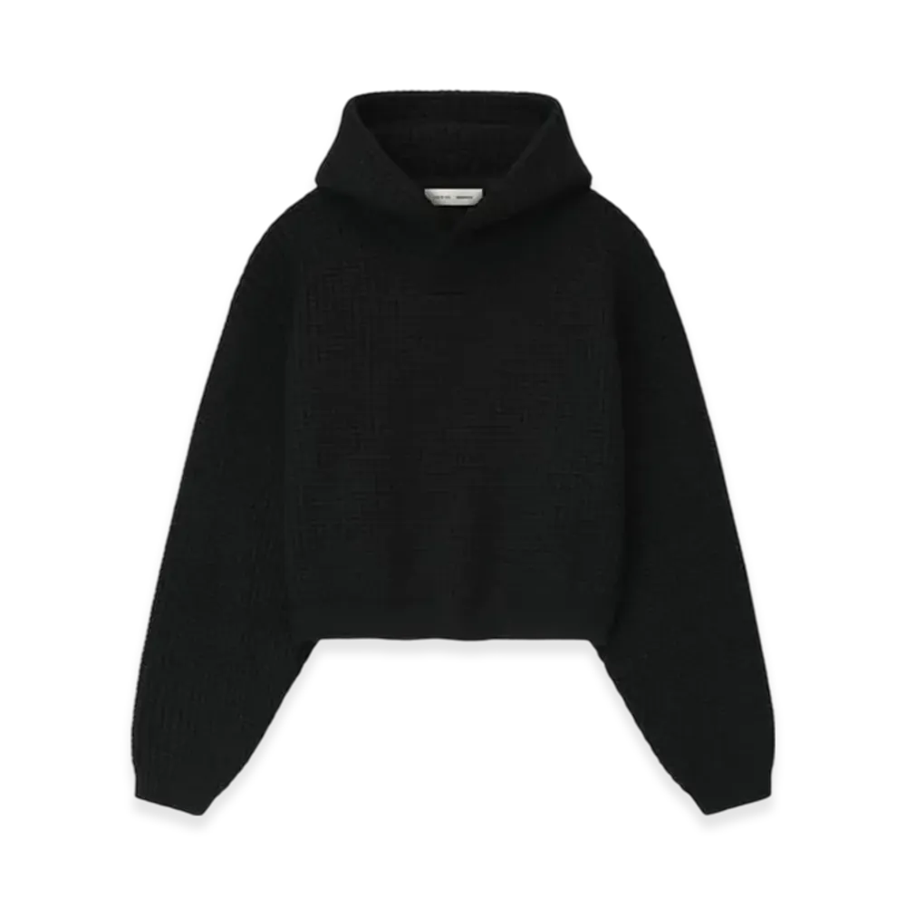 FEAR OF GOD ESSENTIALS Women's Heavy Waffle 90's Hoodie "Vintage Black"
