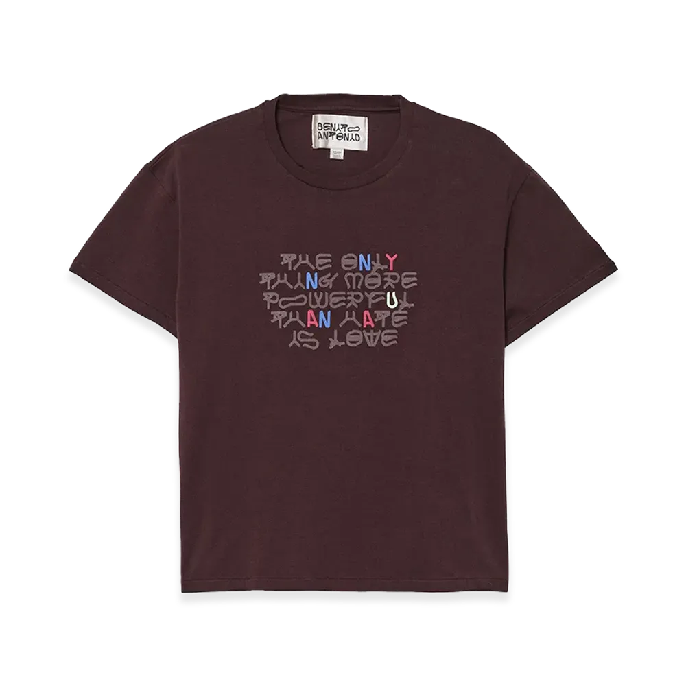 ZARA x Bad Bunny Benito Antonio Cropped Fit Text Tee "Brown"