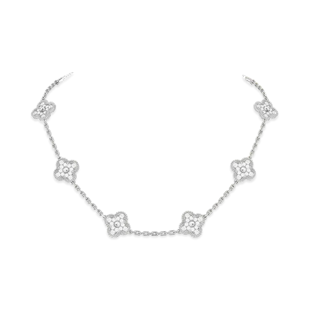 Van Cleef & Arpels Vintage Alhambra necklace 10 motifs "18K White gold/Diamond"