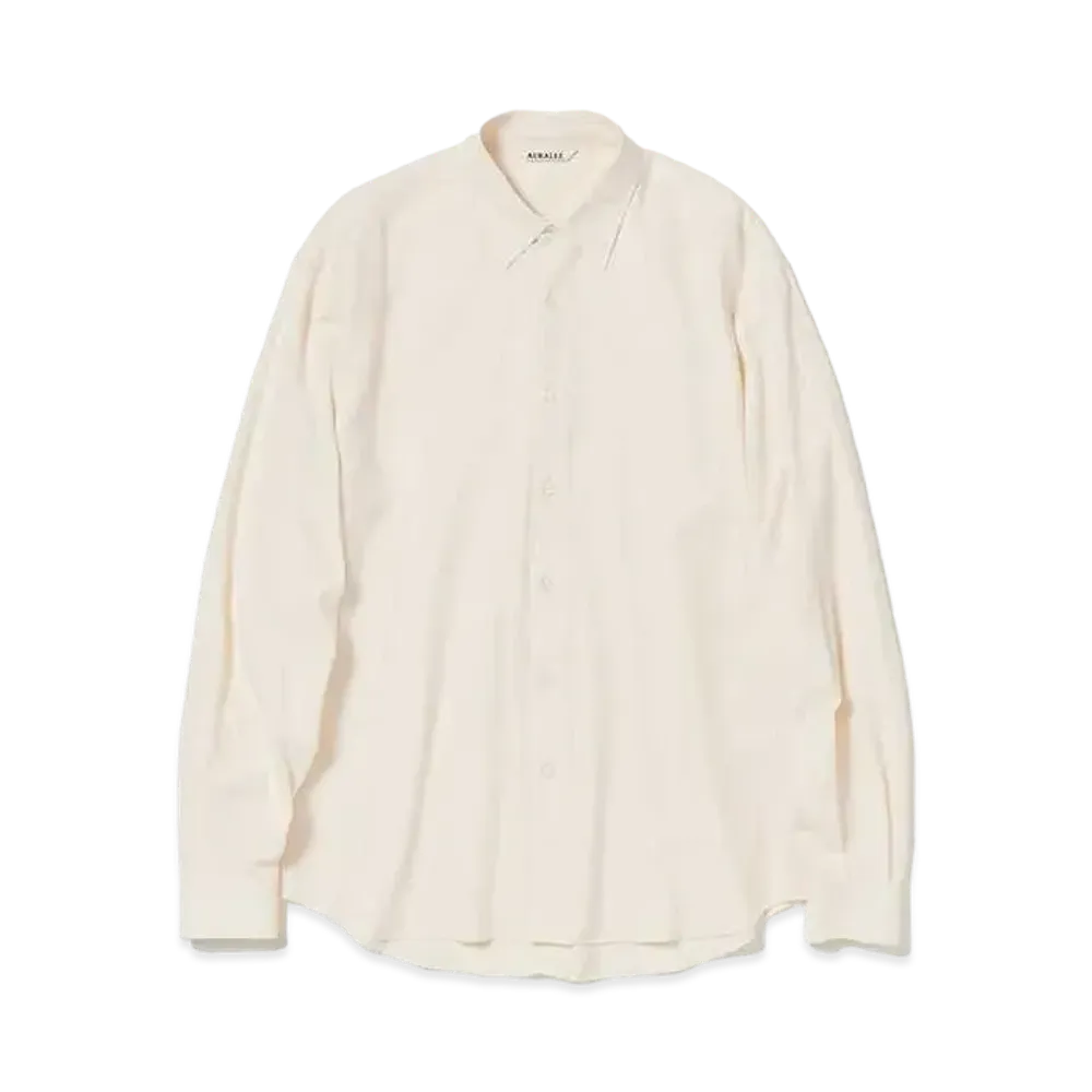 AURALEE Hard Twist Cotton Silk Viyella Shirt "Ivory"