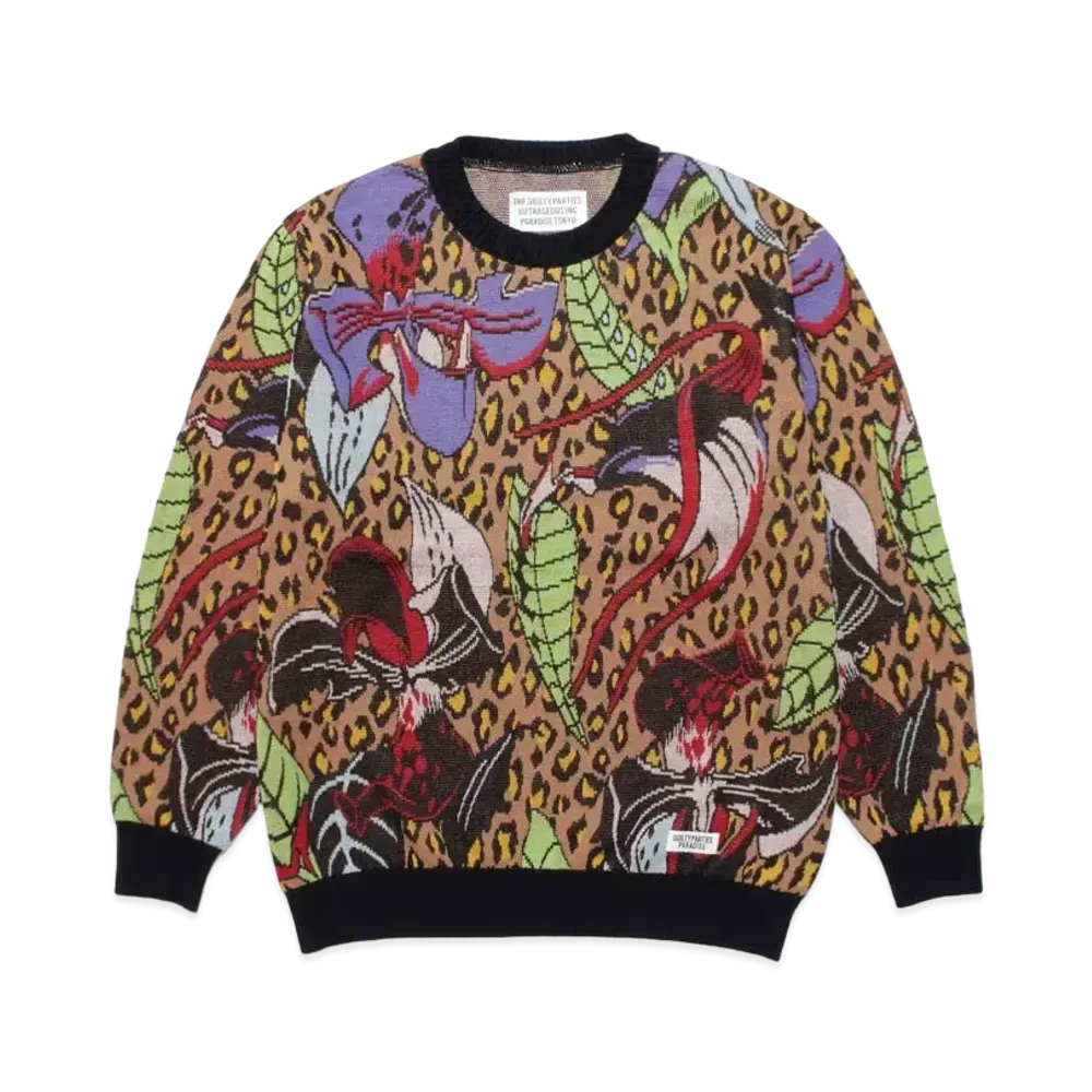 WACKO MARIA HIYATSUKAZU KNIT JACQUARD SWEATER "Camel"