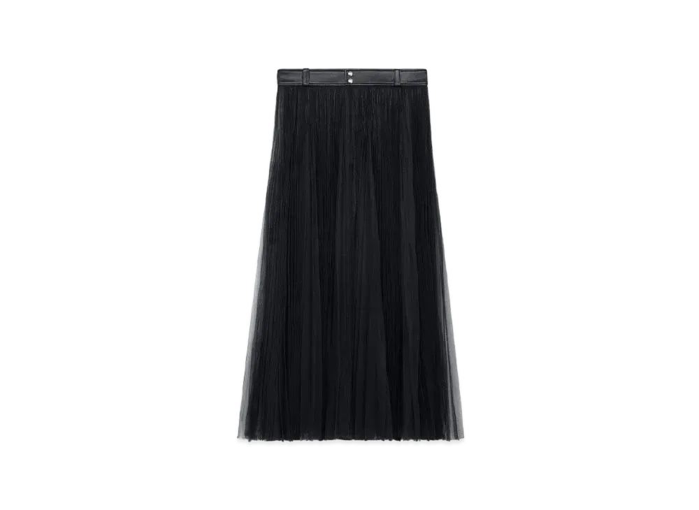 CELINE Skirt With Sunburst Pleats In Silk Tulle "Black"