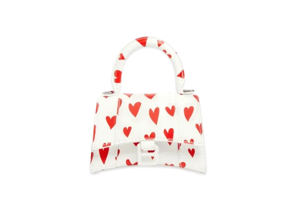 BALENCIAGA Valentine'S Day 22 Hourglass Mini Handbag With Chain Heart Printed "White"