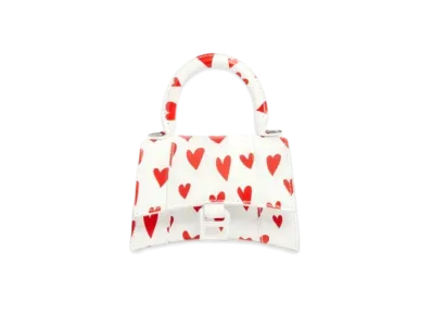 BALENCIAGA Valentine'S Day 22 Hourglass Mini Handbag With Chain Heart Printed "White"
