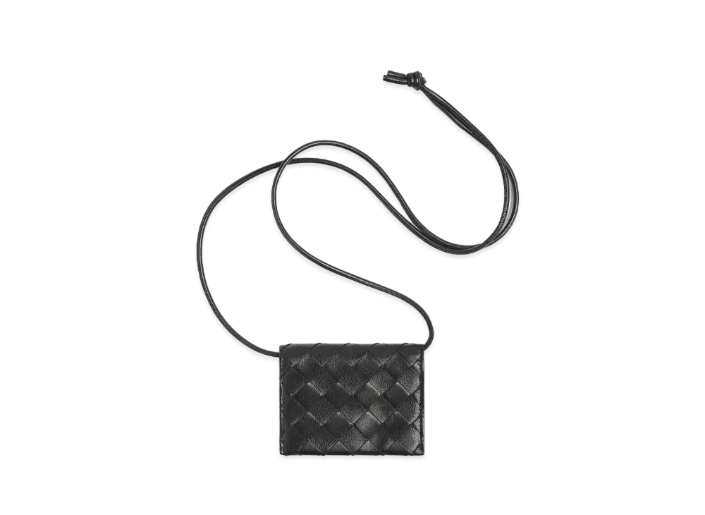 Bottega Veneta Card Case On Strap "Black"