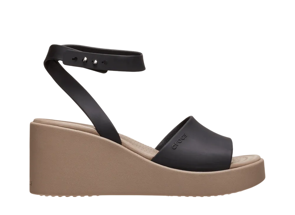 Crocs Women's Brooklyn Ankle Strap Wedge "Black/Mushroom"