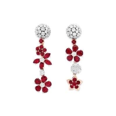 Van Cleef & Arpels Folie des Pres earrings "18K Rose gold/Diamond/Ruby"