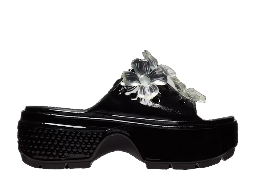 Crocs Stomp Hyper Floral High Shine Slide "Black"