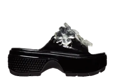 Crocs Stomp Hyper Floral High Shine Slide "Black"