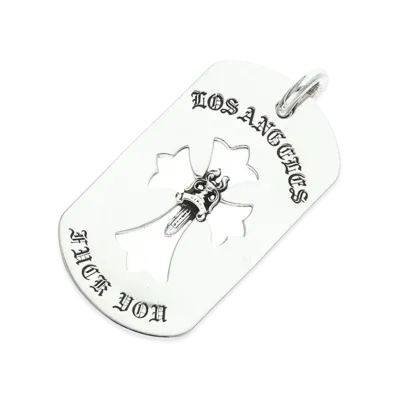 Chrome Hearts Dog Tag L Cross Dagger Los Angeles Fuck You "Silver"