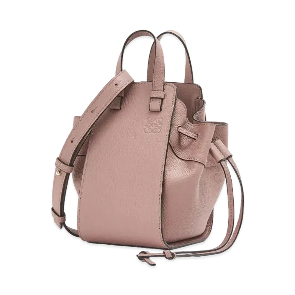 LOEWE Mini Hammock Drawstring In Pebble Grain Calfskin "Dark Blush"