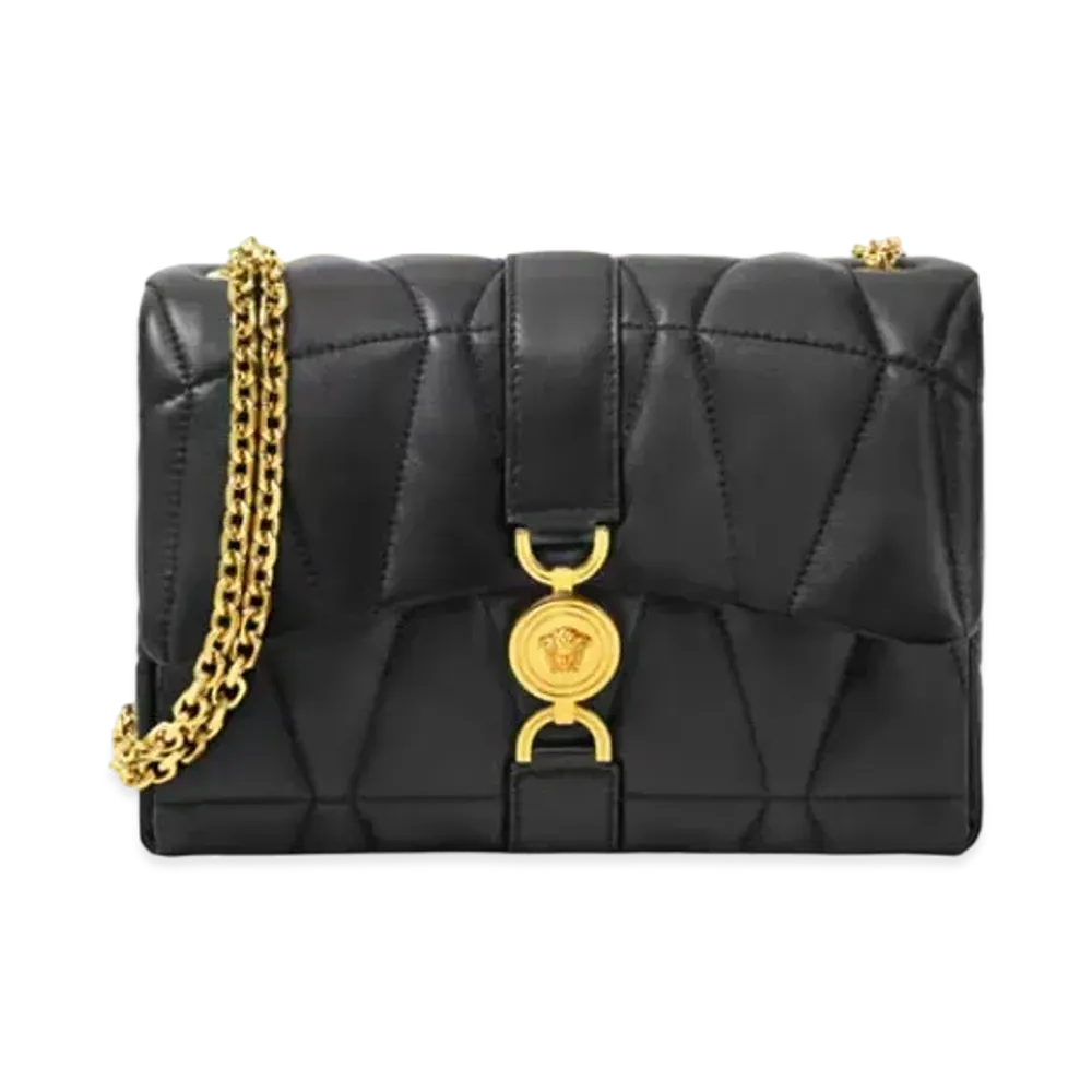 Versace Kleio Quilted Shoulder Bag "Black/Gold"