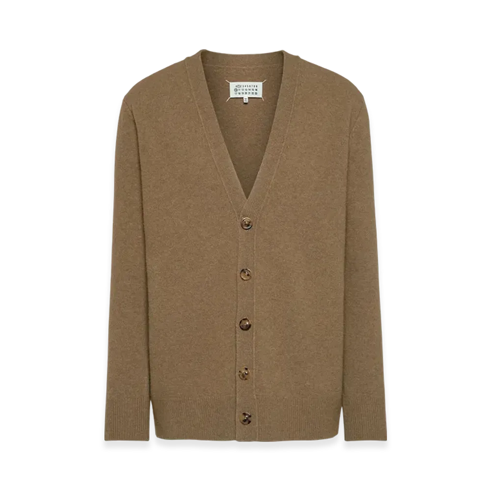 Maison Margiela Men's Washed Lambswool Cardigan "Pink Beige"