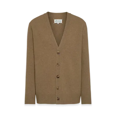 Maison Margiela Men's Washed Lambswool Cardigan "Pink Beige"