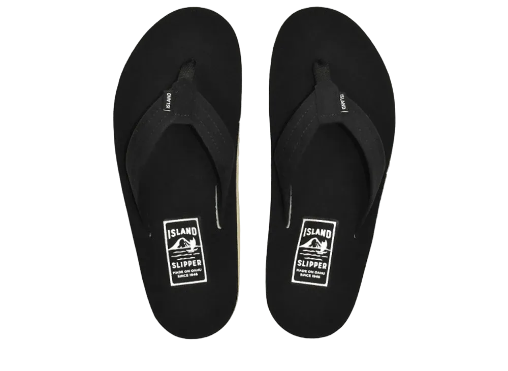 ISLAND SLIPPER Mariner Ultrasuede Thong Deck "Black" 20IG8202UN