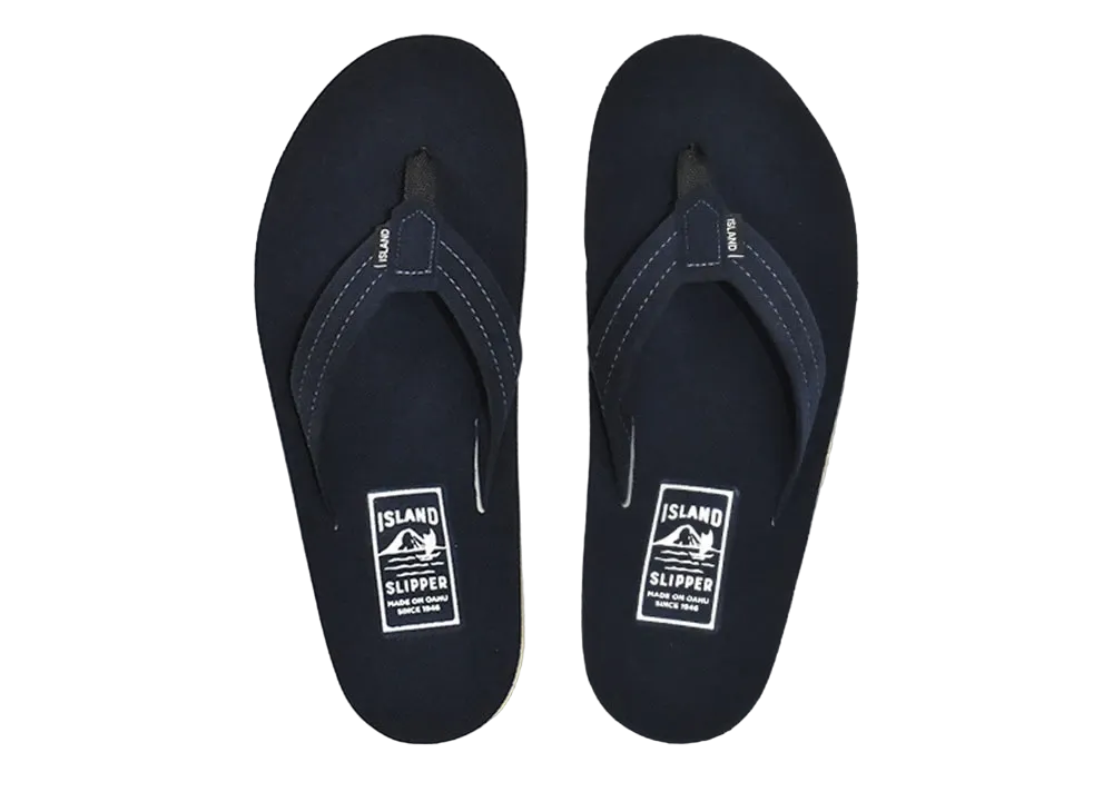 ISLAND SLIPPER Mariner Ultrasuede Thong Deck "Navy" 20IG8202UN
