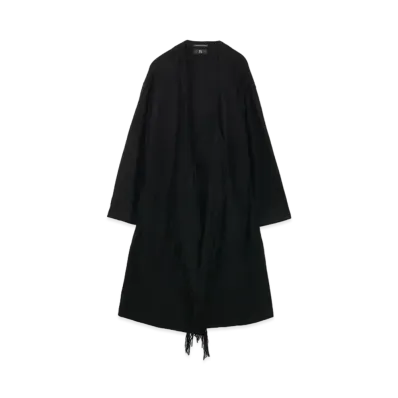 Yohji Yamamoto Y's SHRINKAGE FRINGE ASYMME COAT "Black"