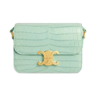 CELINE Teen Triomphe Bag In Crocodile "Vert de Gris"
