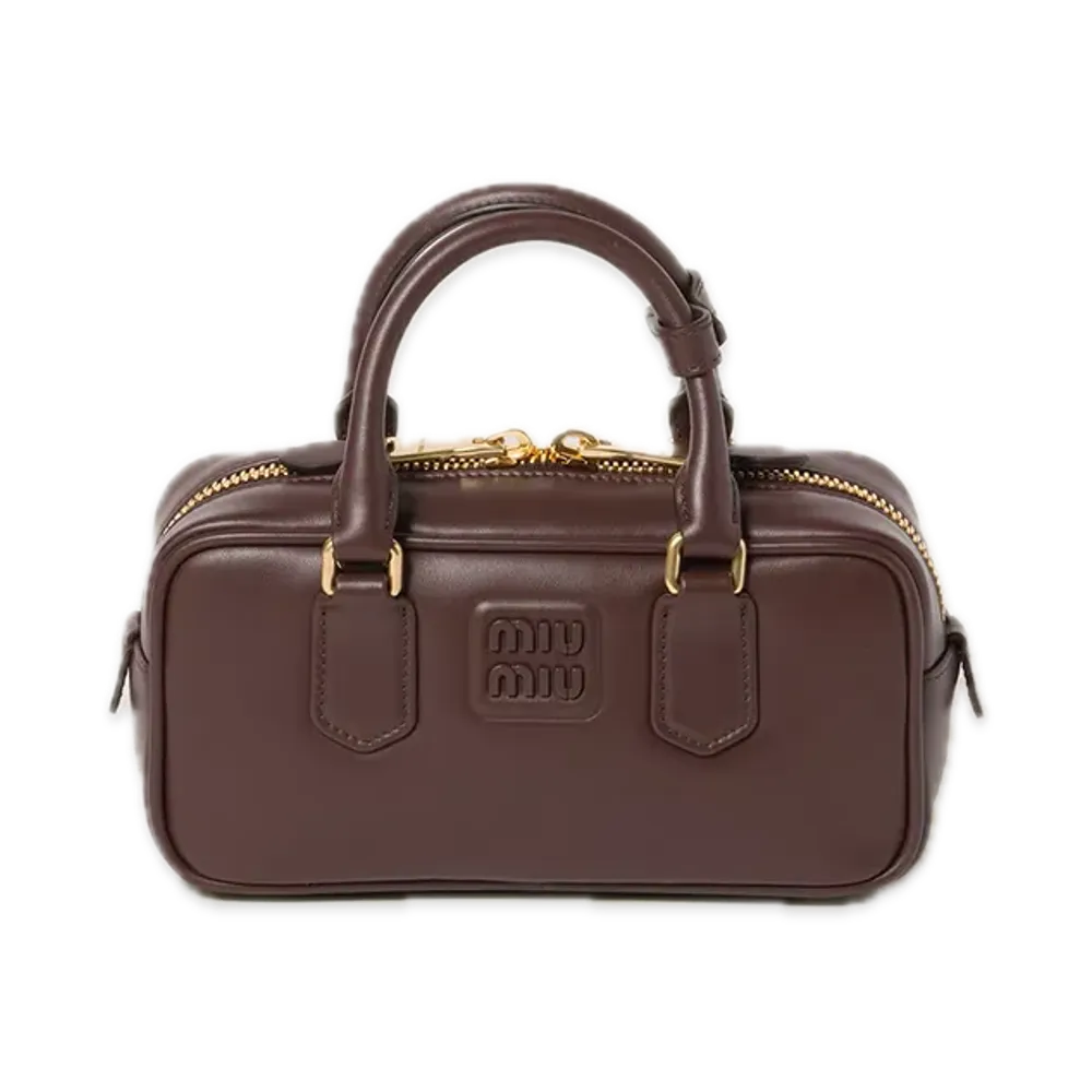MIU MIU Arcadie Padded Suede Top Handle Bag "Dark Brown"