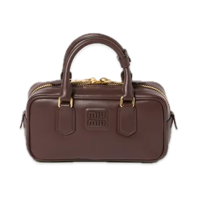 MIU MIU Arcadie Padded Suede Top Handle Bag "Dark Brown"