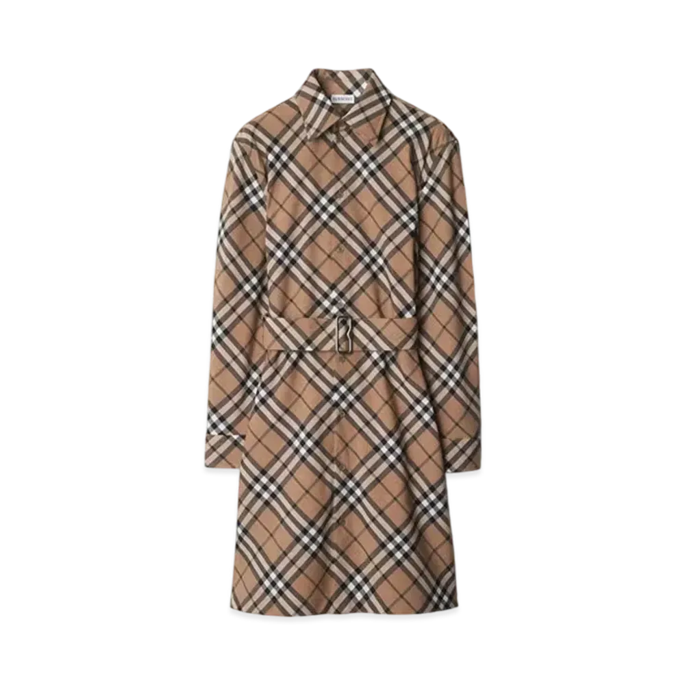 Burberry Check Wool Blend Shirt Dress "Linden"