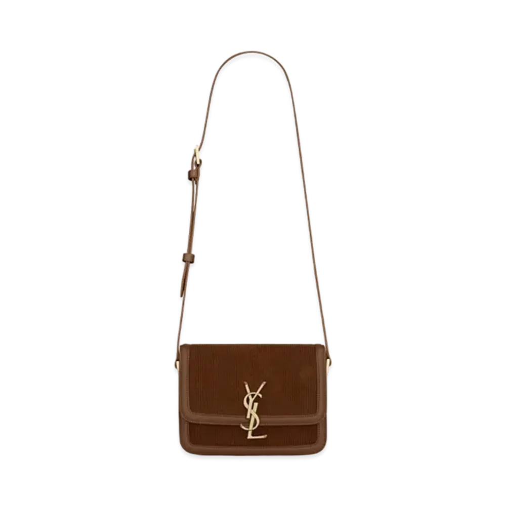 Saint Laurent Solferino Small Satchel In Corduroy "Brown"