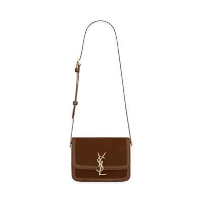 Saint Laurent Solferino Small Satchel In Corduroy "Brown"