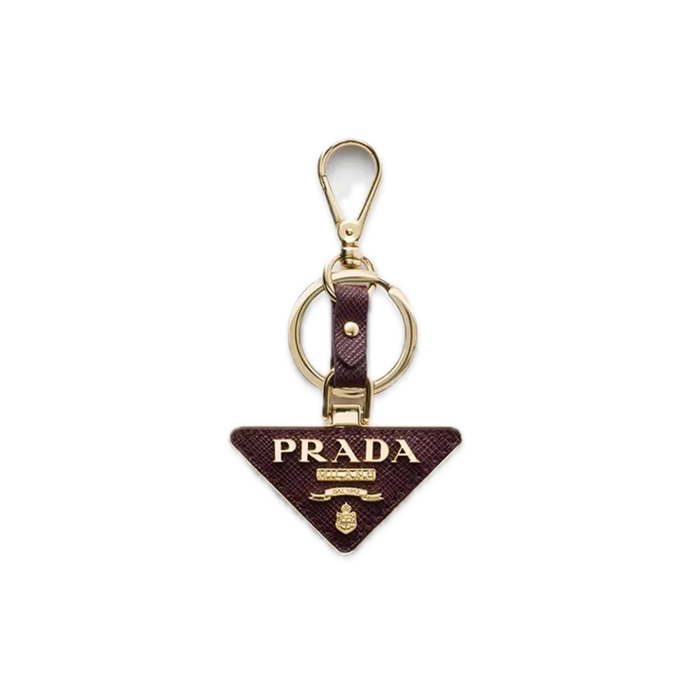 PRADA Saffiano Leather Keyring "Bordeaux"