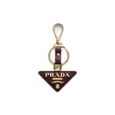 PRADA Saffiano Leather Keyring "Bordeaux"