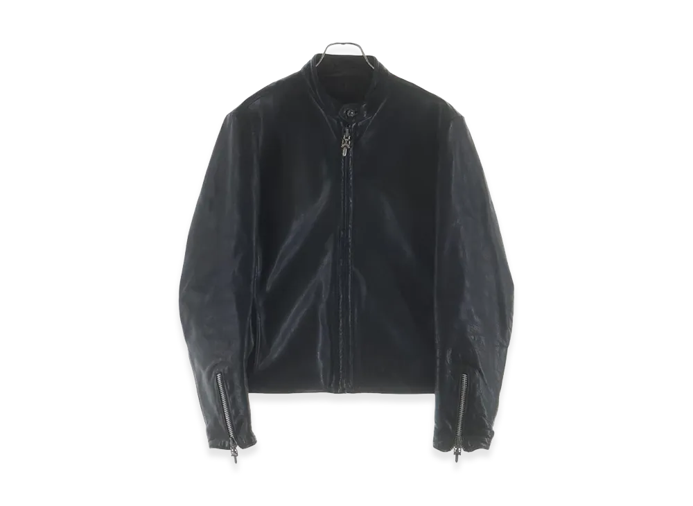 Chrome Hearts Racing 2 Dagger Zip Single Riders Leather Jacket "Black"