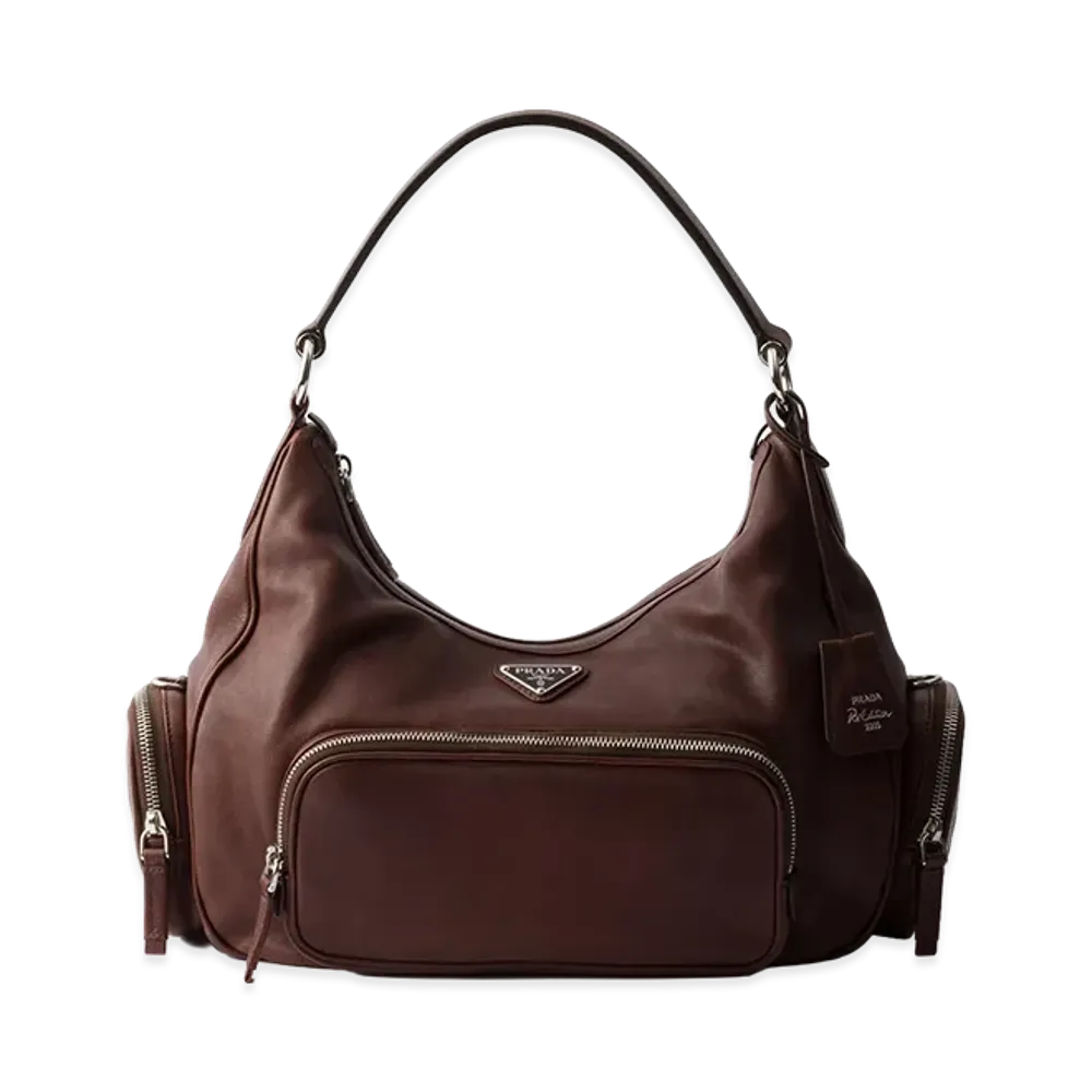 PRADA Medium Washed Leather Bag "Cocoa Brown"