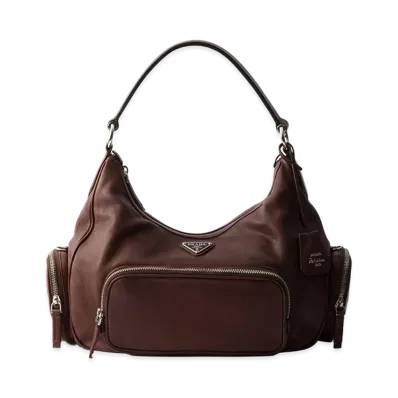 PRADA Medium Washed Leather Bag "Cocoa Brown"