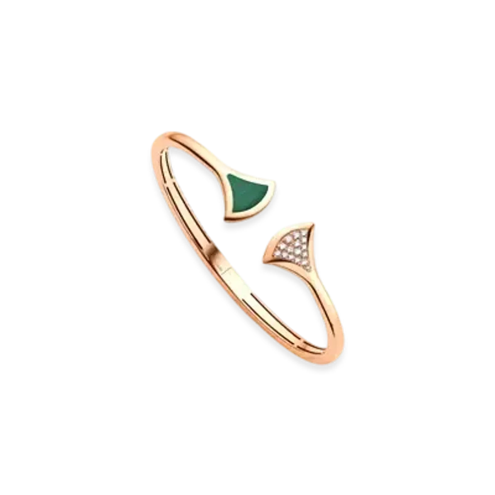 BVLGARI Divas' Dream Bracelet With Pave Diamonds and Malachite "Pink Gold/Green"